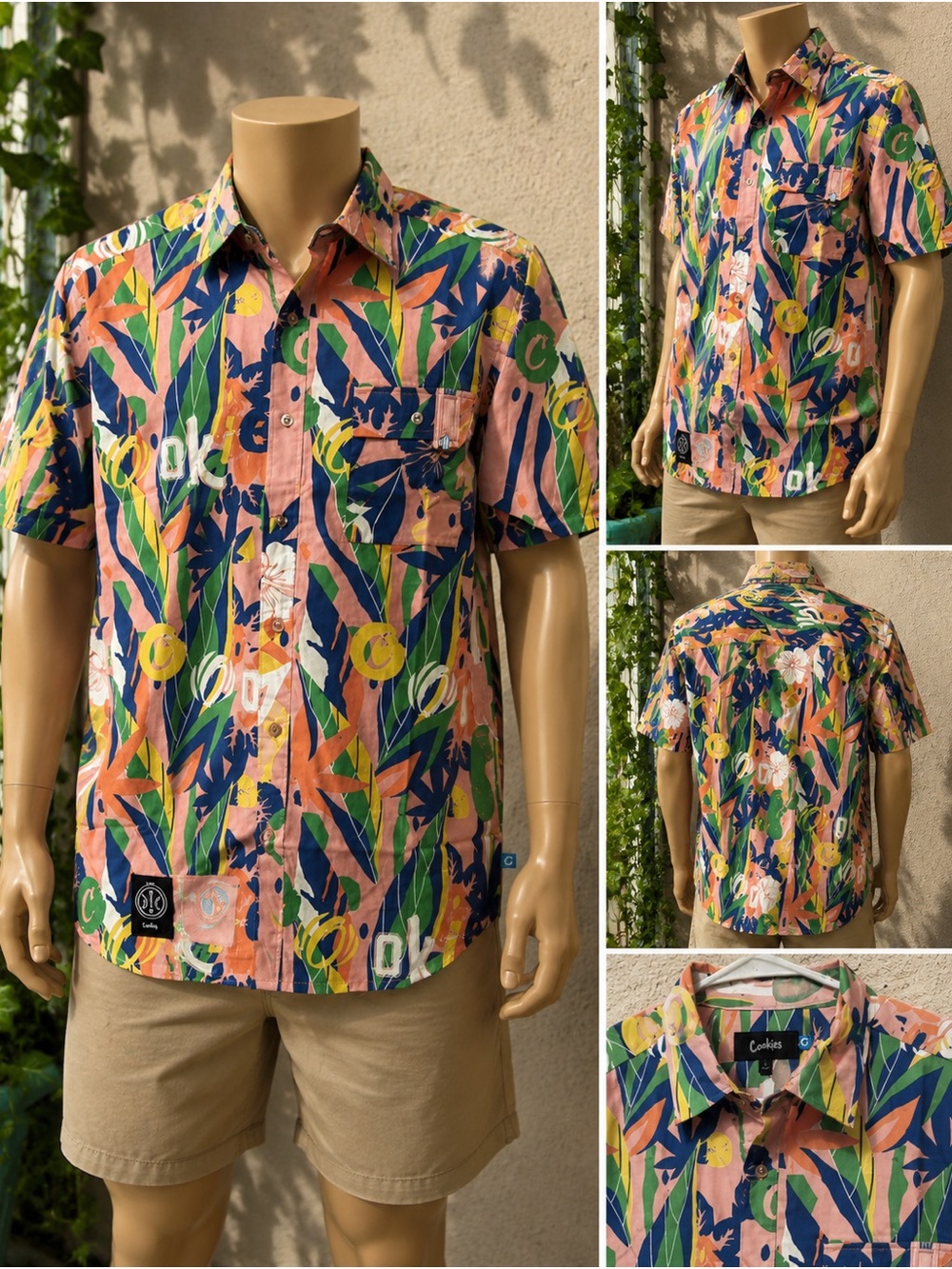Cookies Men's Short-Sleeve Button-Down Shirt - Pink Multi Floral